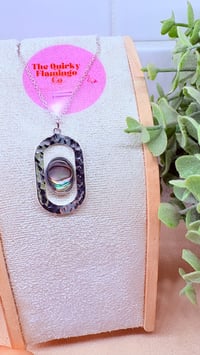 Hammered Oval Natural Abalone Pendant