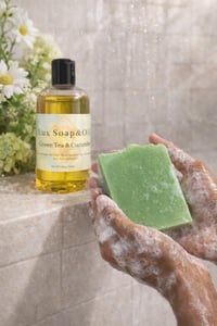 Image 2 of Green Tea & Cucumber Bar & 8 oz Shower Oil 