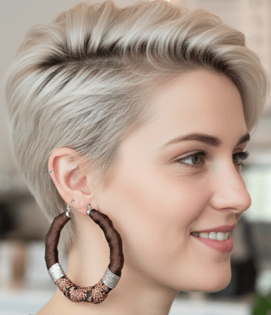Image of Brown Snake Print Bamboo Hoop Earrings