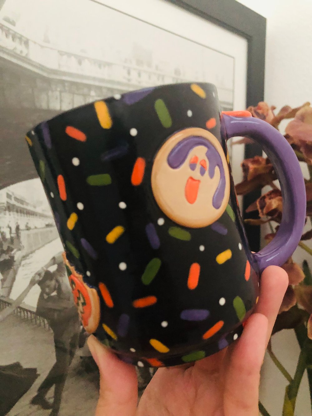 Image of Nancy F-Halloween cookie and cat mug