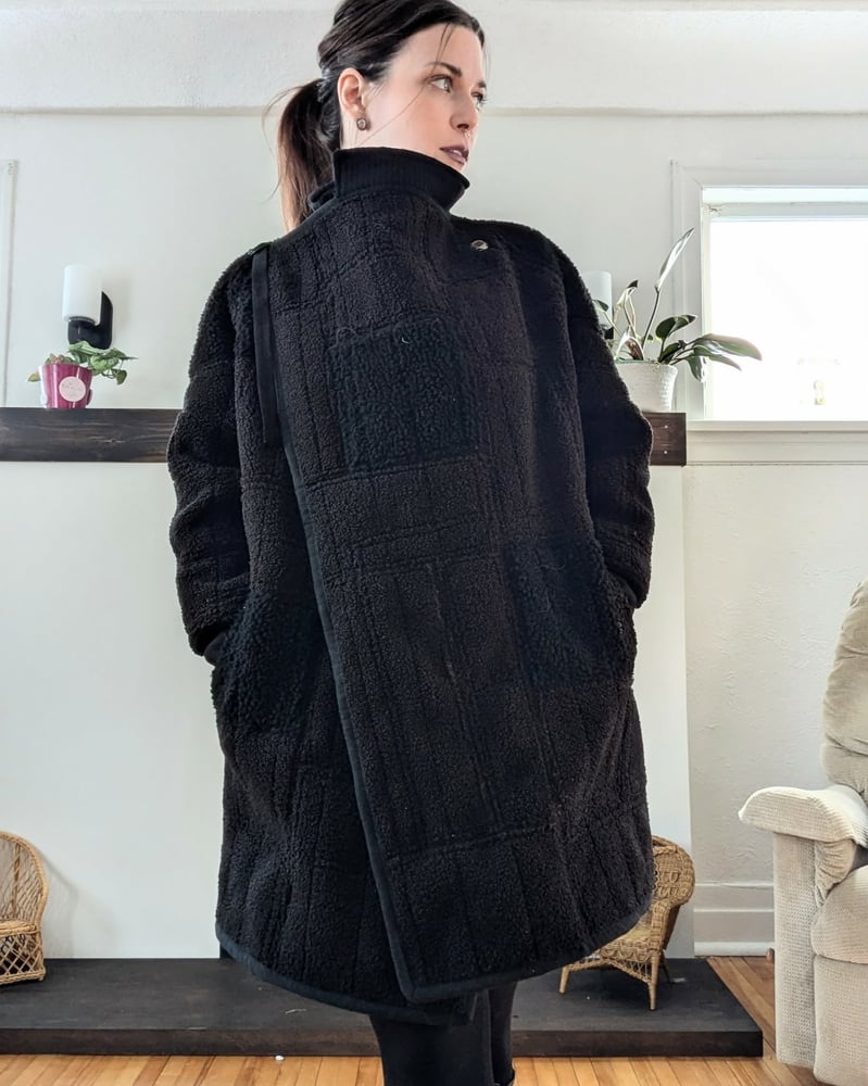 Image of Black Fleece Tundra Patchwork Coat