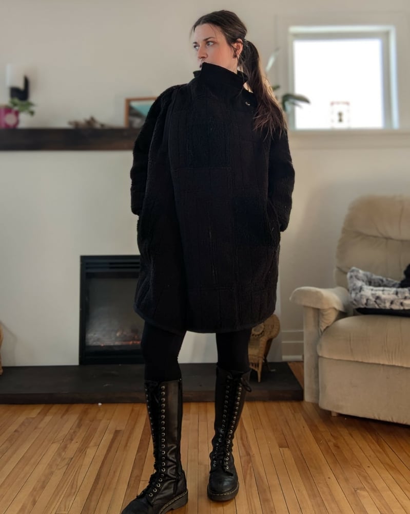 Image of Black Fleece Tundra Patchwork Coat