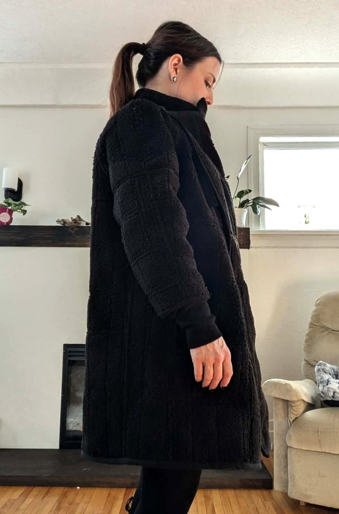 Image of Black Fleece Tundra Patchwork Coat