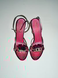 Image 6 of DSquared2 Hot Pink Satin Rhinestone Bow Sandal Heels - EU 39.5