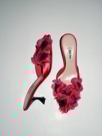 Image 6 of *RARE* MiuMiu Hot Pink Satin Flower Embellished Pointy Toe Mules - EU 36.5