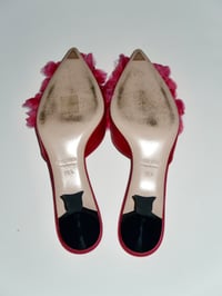 Image 7 of *RARE* MiuMiu Hot Pink Satin Flower Embellished Pointy Toe Mules - EU 36.5