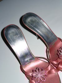Image 4 of Giuseppe Zanotti Pink Satin Rhinestone Mule Sandals - EU 40