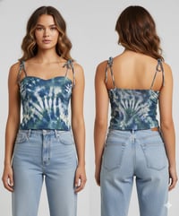 Image 1 of Size Large- Semi Crop tank top- Green and blue 