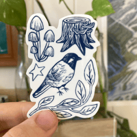 bird & nature linoprint - vinyl sticker