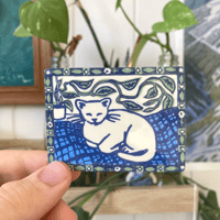 sleepy cat & houseplants - vinyl sticker