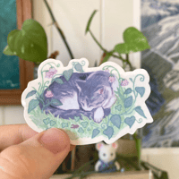 flower cat - waterproof vinyl sticker