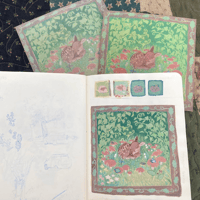 Image 2 of  little fawn in fairy ring - square art print/postcard illustration