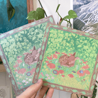 Image 3 of  little fawn in fairy ring - square art print/postcard illustration