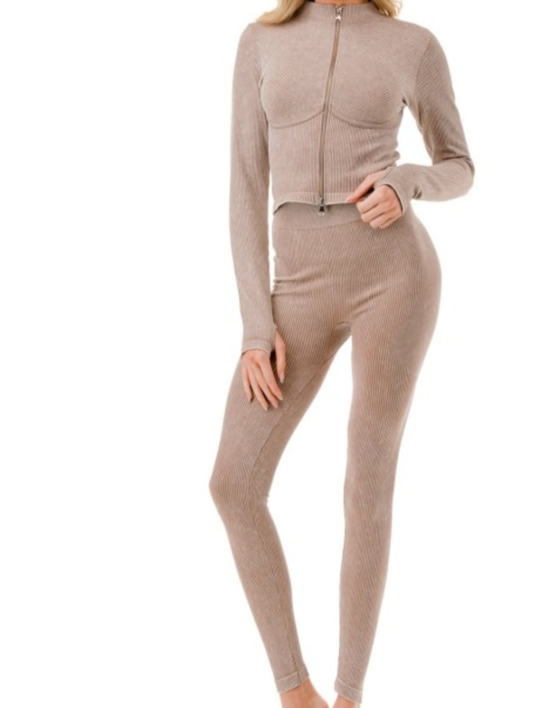 Image of Mineral Wash 2 way zipper jacket set 