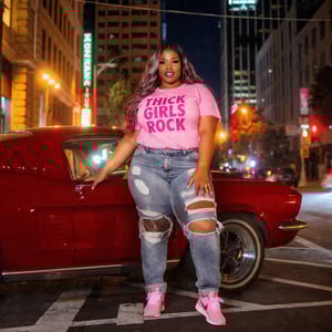 Image of PINK ON PINK THICK GIRLS ROCK T-SHIRT