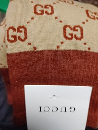 Tan & Burgundy Long GG Socks