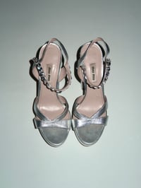 Image 8 of MiuMiu Silver Rhinestone Platform Heels - EU 37.5