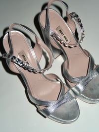Image 2 of MiuMiu Silver Rhinestone Platform Heels - EU 37.5