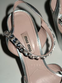 Image 3 of MiuMiu Silver Rhinestone Platform Heels - EU 37.5