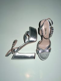 Image 4 of MiuMiu Silver Rhinestone Platform Heels - EU 37.5