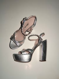 Image 7 of MiuMiu Silver Rhinestone Platform Heels - EU 37.5