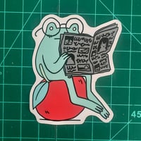 Image 3 of Frog Reading Newspaper Sticker