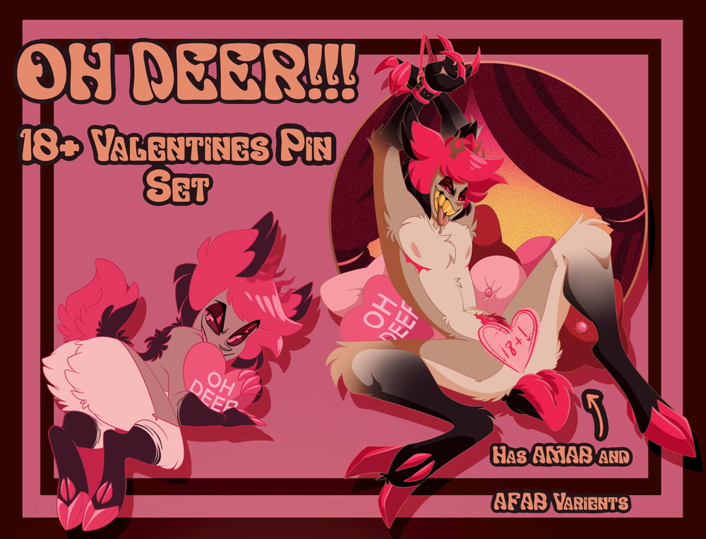 Image of Oh Deer!!! 18+ Alastor Valentines Day Pin Set