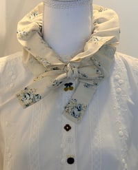 Image 2 of Printed Cotton – Blue Roses Pattern Ruffle Collar