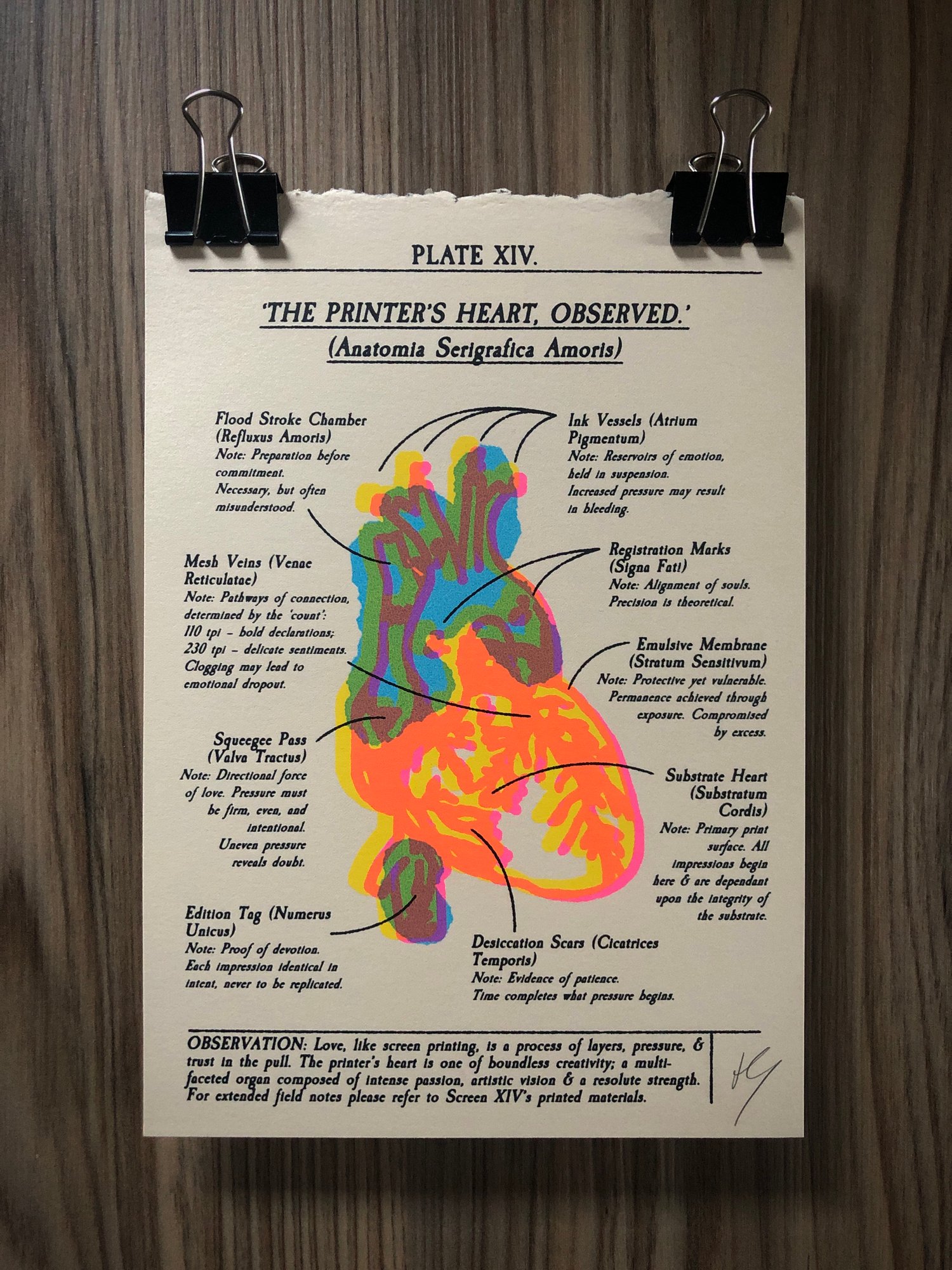 'The Printer's Heart, Observed' A5 Screenprint