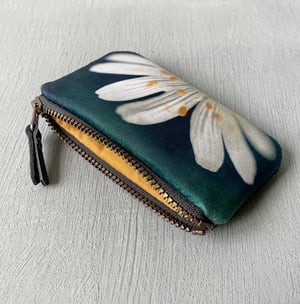 Image of Stitchwort flower, velvet zipper purse - fits cards