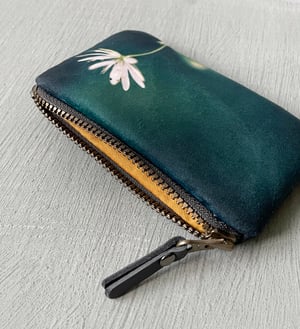 Image of Tiny stitchwort flower, velvet zipper purse - fits cards