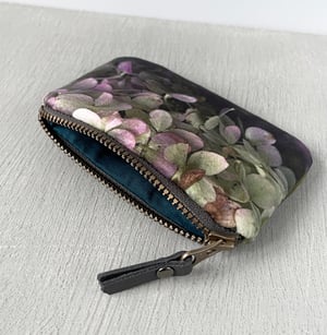 Image of Hydrangea, velvet zipper purse - fits cards