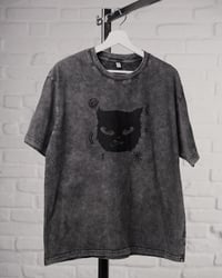 Image 1 of Strange Smile - Kézzel nyomott póló / Handprinted - grey acid washed