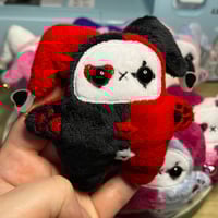 Image 1 of Jester Cat Plushie - Black/Red with Heart 