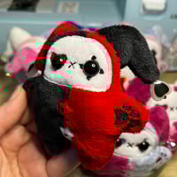 Image 3 of Jester Cat Plushie - Black/Red with Heart 