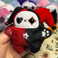 Image 2 of Jester Cat Plushie - Red/Black with Bead