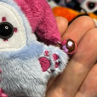 Image 5 of Jester Cat Plushie - Magenta/Periwinkle with Bells