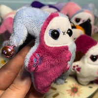 Image 2 of Jester Cat Plushie - Magenta/Periwinkle with Bells