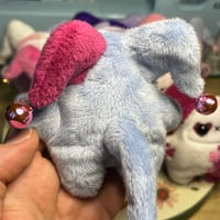 Image 4 of Jester Cat Plushie - Magenta/Periwinkle with Bells