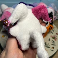 Image 4 of Jester Cat Plushie - White/Magenta with Bells