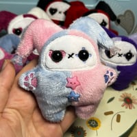Image 1 of Jester Cat Plushie - Periwinkle/Pale Pink with Flowers