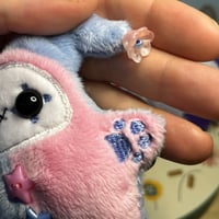 Image 5 of Jester Cat Plushie - Periwinkle/Pale Pink with Flowers