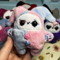 Image 3 of Jester Cat Plushie - Periwinkle/Pale Pink with Flowers