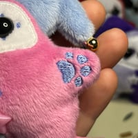 Image 5 of Jester Cat Plushie - Periwinkle/Pink with Gold Beads