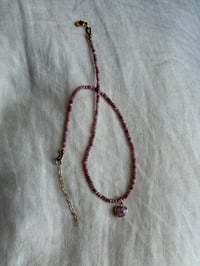 Image 3 of Rhodonite with Opal Heart Charm Necklace