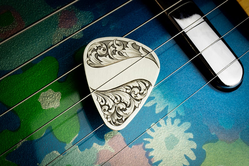 Sterling Silver guitar pick, from "Morning Stretches" livestream *price includes personalization*