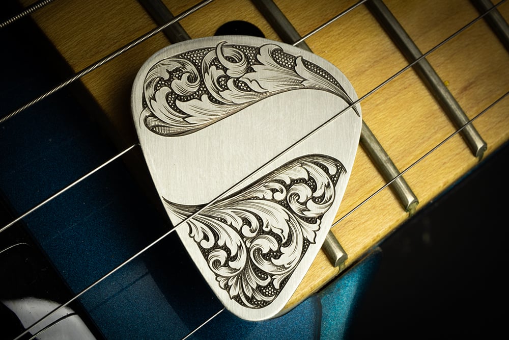 Sterling Silver guitar pick, from "Morning Stretches" livestream *price includes personalization*