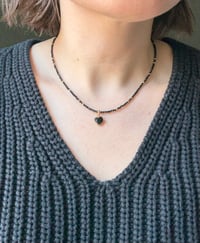 Image 1 of Onyx with Onyx Heart Charm Choker