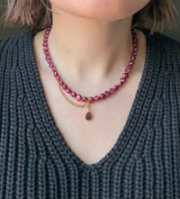 Image 1 of Pearls, Chain, and Charm (Purple / Garnet) 