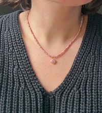 Image 2 of Rhodonite with Opal Heart Charm Necklace